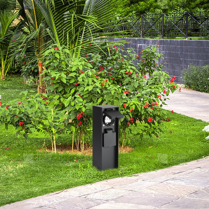 Brilagi - Vanjski stupić s utičnicama PILLAR 2Z SCHUKO 230V IP44 crna
