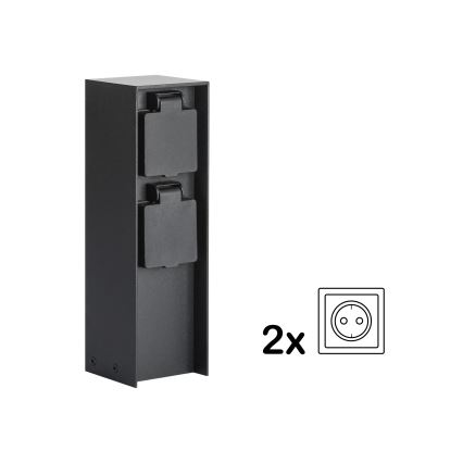 Brilagi - Vanjski stupić s utičnicama PILLAR 2Z SCHUKO 230V IP44 crna