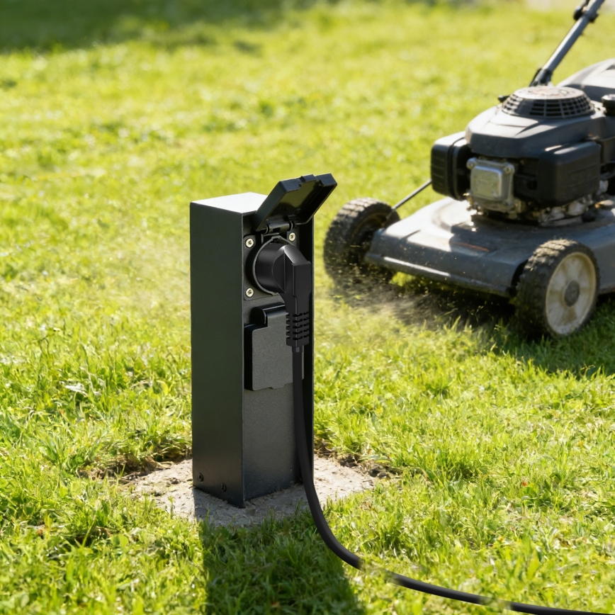 BRILAGI - Vanjski stupić s utičnicama PILLAR 2Z SCHUKO 230V IP44 crna