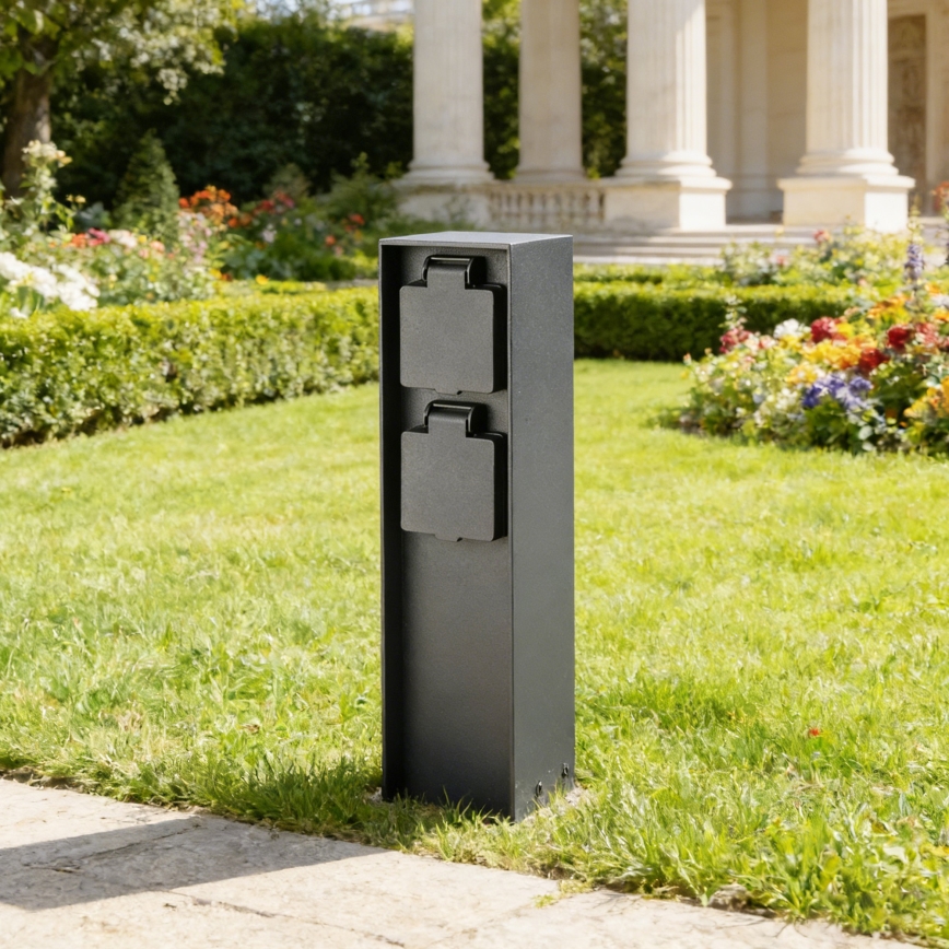 BRILAGI - Vanjski stupić s utičnicama PILLAR 2Z SCHUKO 230V IP44 crna