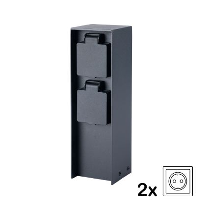 BRILAGI - Vanjski stupić s utičnicama PILLAR 2Z SCHUKO 230V IP44 crna