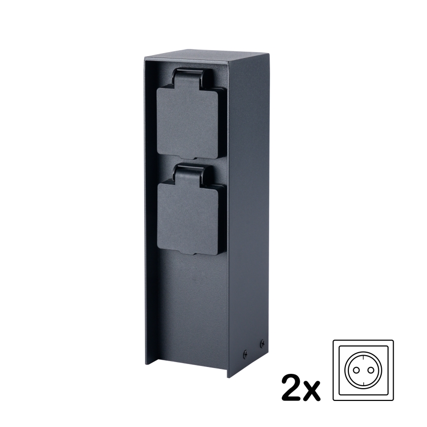 BRILAGI - Vanjski stupić s utičnicama PILLAR 2Z SCHUKO 230V IP44 crna