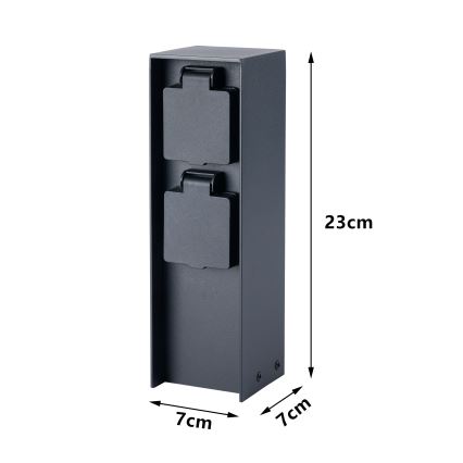 BRILAGI - Vanjski stupić s utičnicama PILLAR 2Z SCHUKO 230V IP44 crna