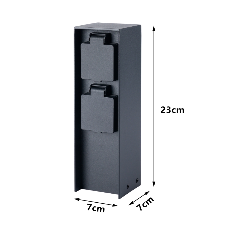 BRILAGI - Vanjski stupić s utičnicama PILLAR 2Z SCHUKO 230V IP44 crna
