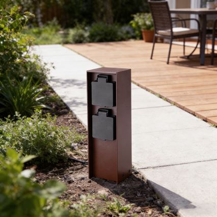 Brilagi - Vanjski stupić za utičnice PILLAR 2x SCHUKO 230V IP44 smeđa
