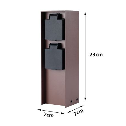 Brilagi - Vanjski stupić za utičnice PILLAR 2x SCHUKO 230V IP44 smeđa