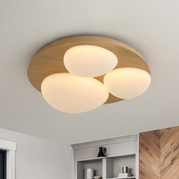 Brilagi - VISBY WOOD LED stropna svjetiljka, 36 W/230 V, Ø 50 cm, smeđa