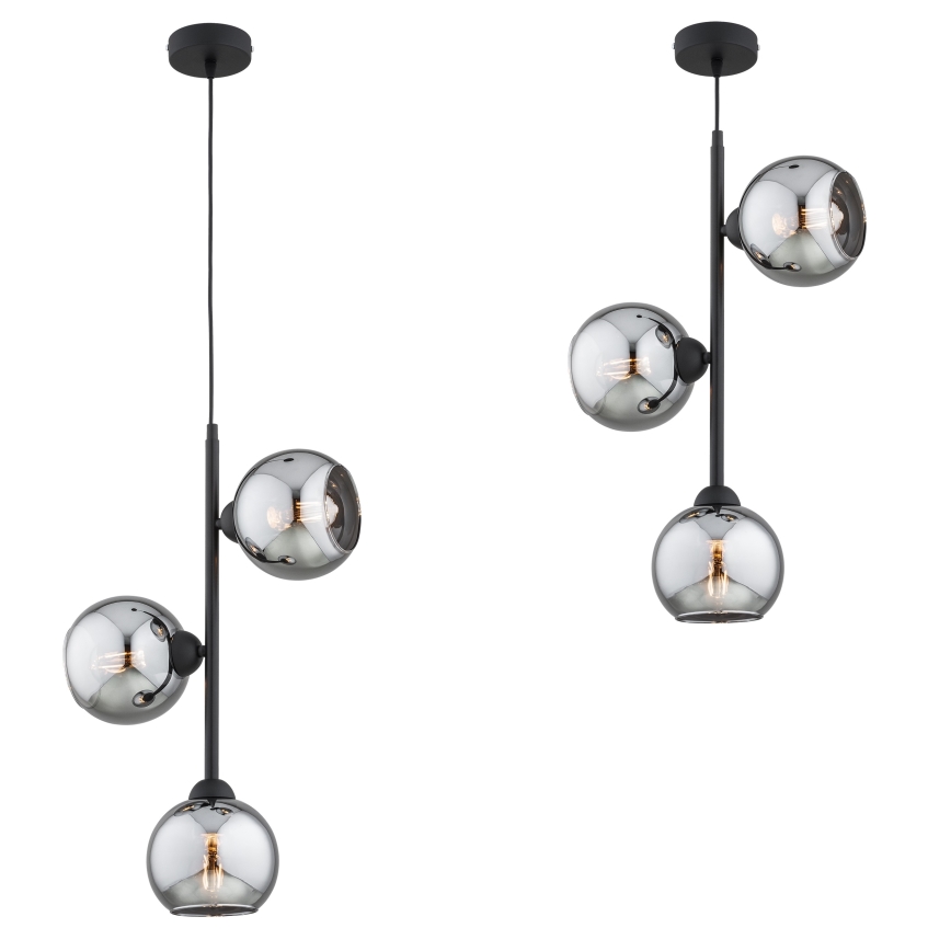 Brilagi - Viseća svjetiljka na sajli 3xE27/60W/230V crna/dimno siva