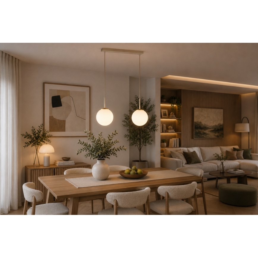 Brilagi - Viseća svjetiljka na sajli MILO 2xE27/60W/230V bež/zlatna