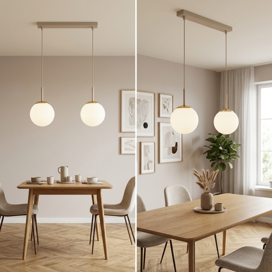 Brilagi - Viseća svjetiljka na sajli MILO 2xE27/60W/230V bež/zlatna