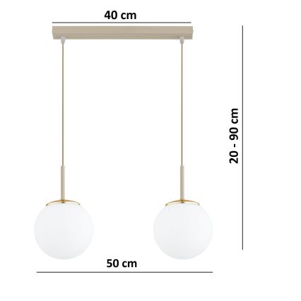 Brilagi - Viseća svjetiljka na sajli MILO 2xE27/60W/230V bež/zlatna