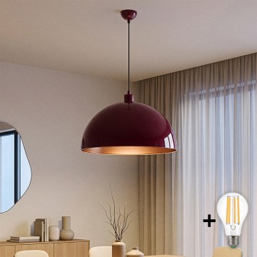 Brilagi - Viseći LED luster na sajli METALO 1xE27/40W/230V Ø 60 cm bordo/bakrena