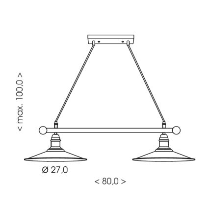 Brilagi - Viseći luster FORGE na kabelu 2xE27/60W/230V, crne boje