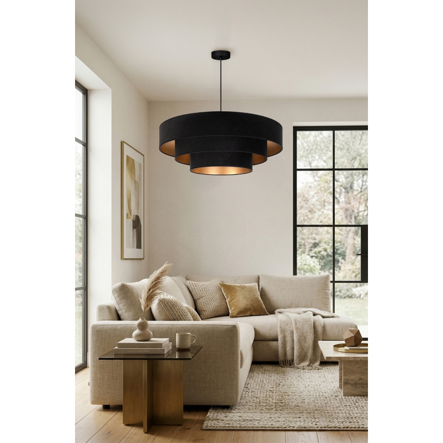 Brilagi - Viseći luster LUNETA na sajli 3xE27/60W/230V, promjer 80 cm, crna/zlatna