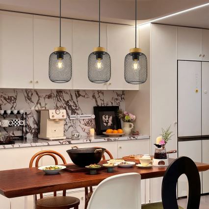 Brilagi - Viseći luster na kabelu BASKLITE 3xE27/15W/230V kaučukovac/crna