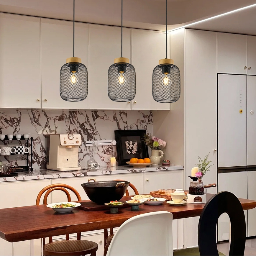 Brilagi - Viseći luster na kabelu BASKLITE 3xE27/15W/230V kaučukovac/crna