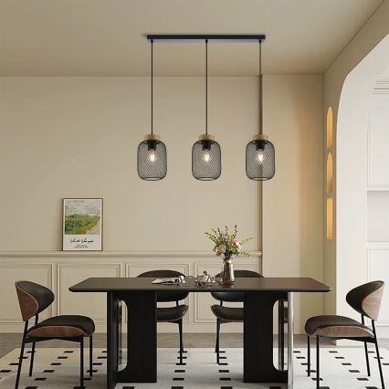 Brilagi - Viseći luster na kabelu BASKLITE 3xE27/15W/230V kaučukovac/crna