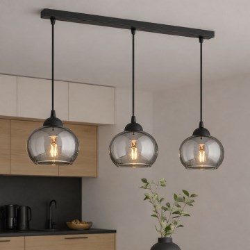Brilagi - Viseći luster na kabelu DIOR 3xE27/60W/230V crna/dimna siva