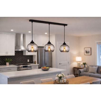 Brilagi - Viseći luster na kabelu DIOR 3xE27/60W/230V crna/dimna siva