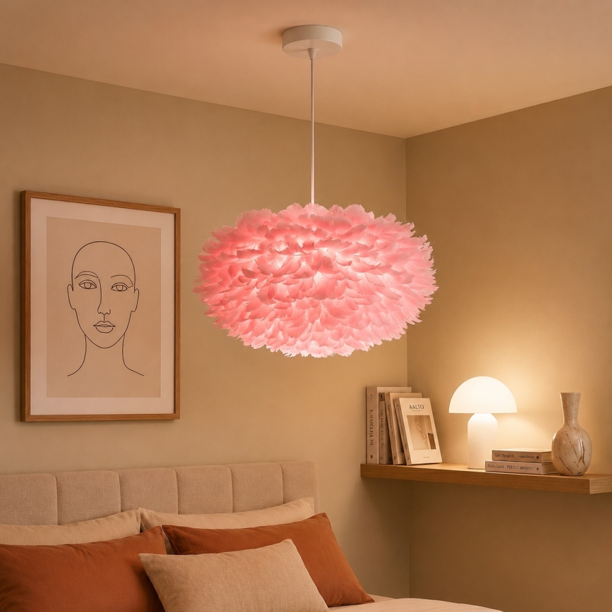 BRILAGI - Viseći luster na kabelu FEATHER 3xE27/40W/230V, Ø 50 cm, ružičasta