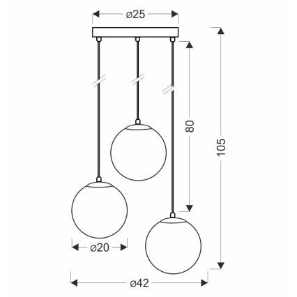 BRILAGI - Viseći luster na kabelu POLOS 3xE27/40W/230V Ø 42 cm crna