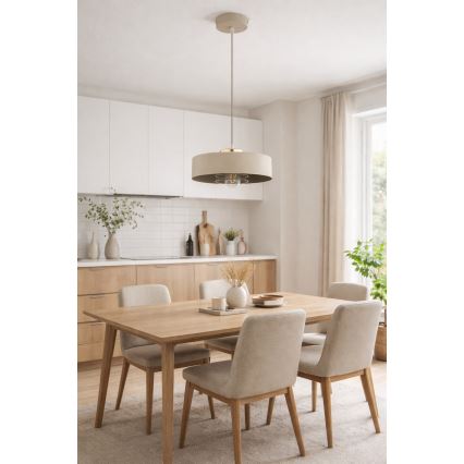 Brilagi - Viseći luster na sajli 1xE27/60W/230V Ø 30 cm bež/zlatna