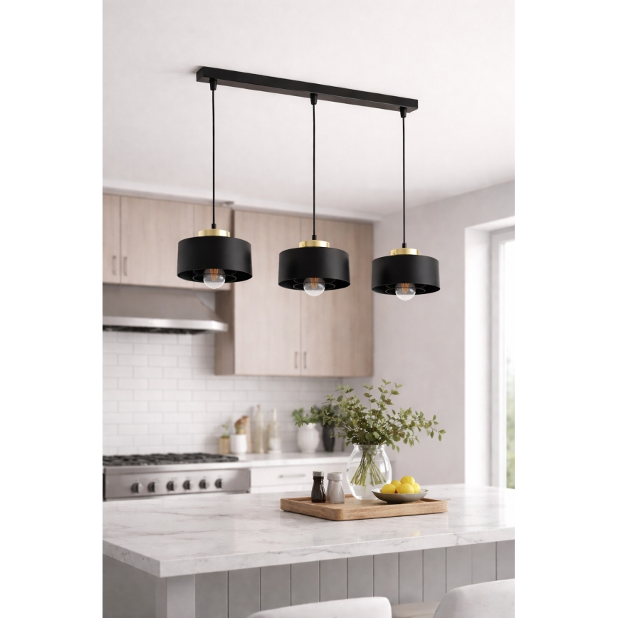 Brilagi - Viseći luster na sajli 3xE27/60W/230V crna/zlatna