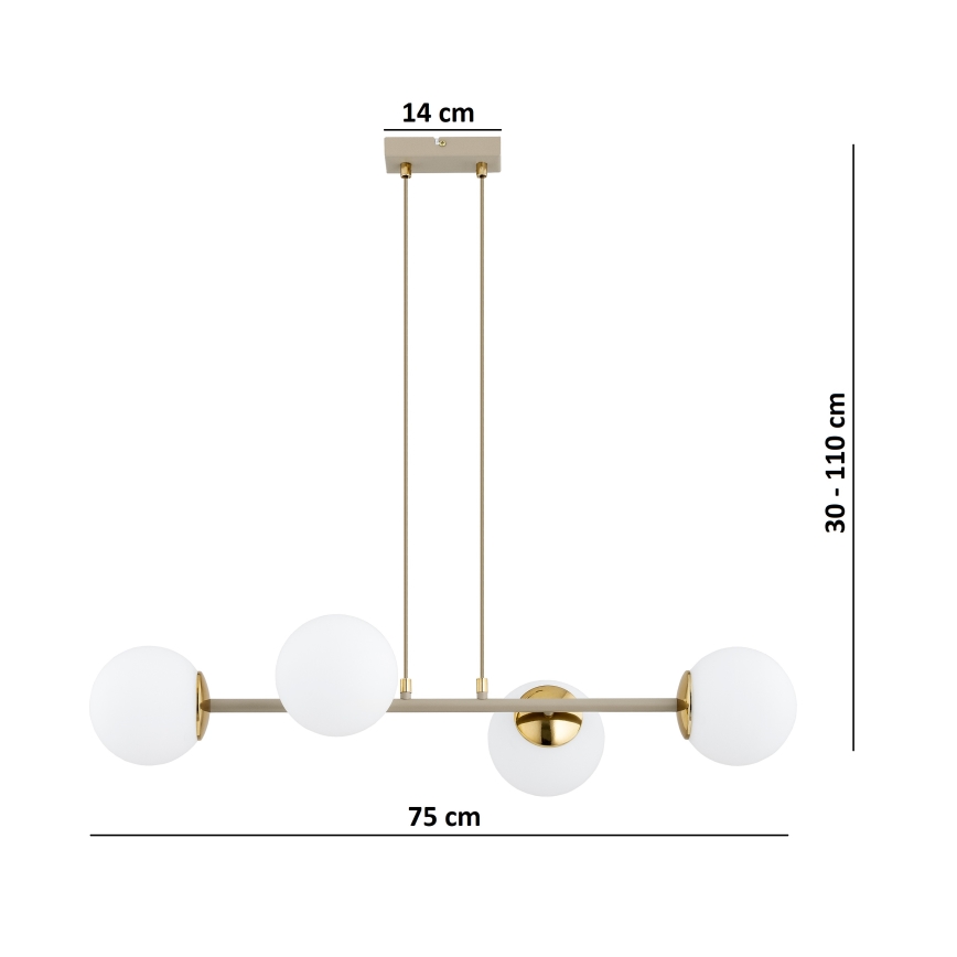 Brilagi - Viseći luster na sajli 4xE27/60W/230V bež/zlatna