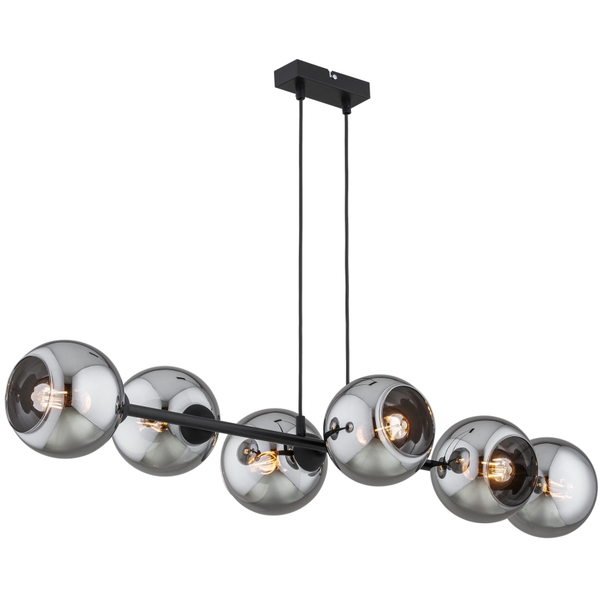 Brilagi - Viseći luster na sajli 6xE27/60W/230V crna/zadimljena siva