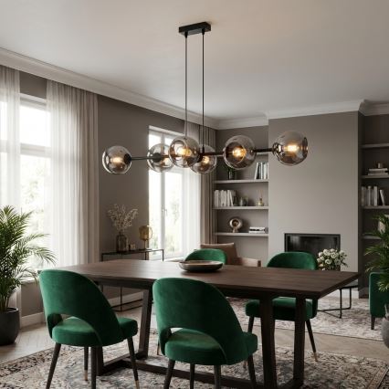 Brilagi - Viseći luster na sajli 6xE27/60W/230V crna/zadimljena siva