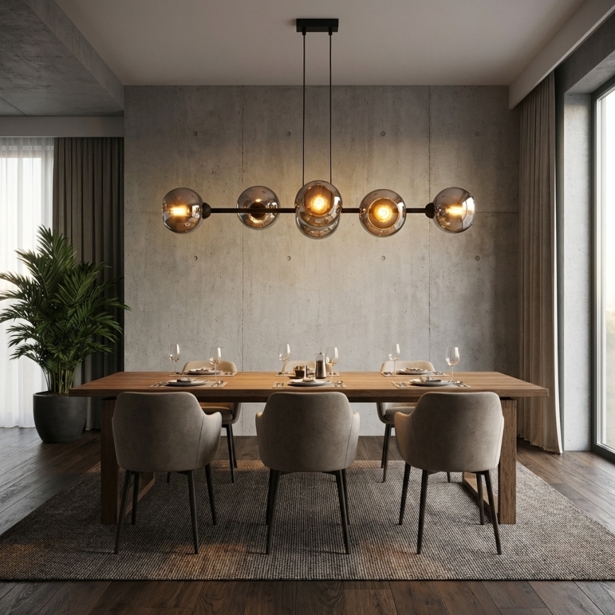 Brilagi - Viseći luster na sajli 6xE27/60W/230V crna/zadimljena siva