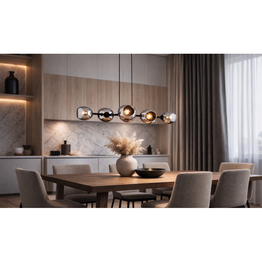 Brilagi - Viseći luster na sajli 6xE27/60W/230V crna/zadimljena siva