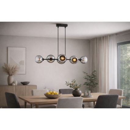 Brilagi - Viseći luster na sajli 6xE27/60W/230V crna/zadimljena siva