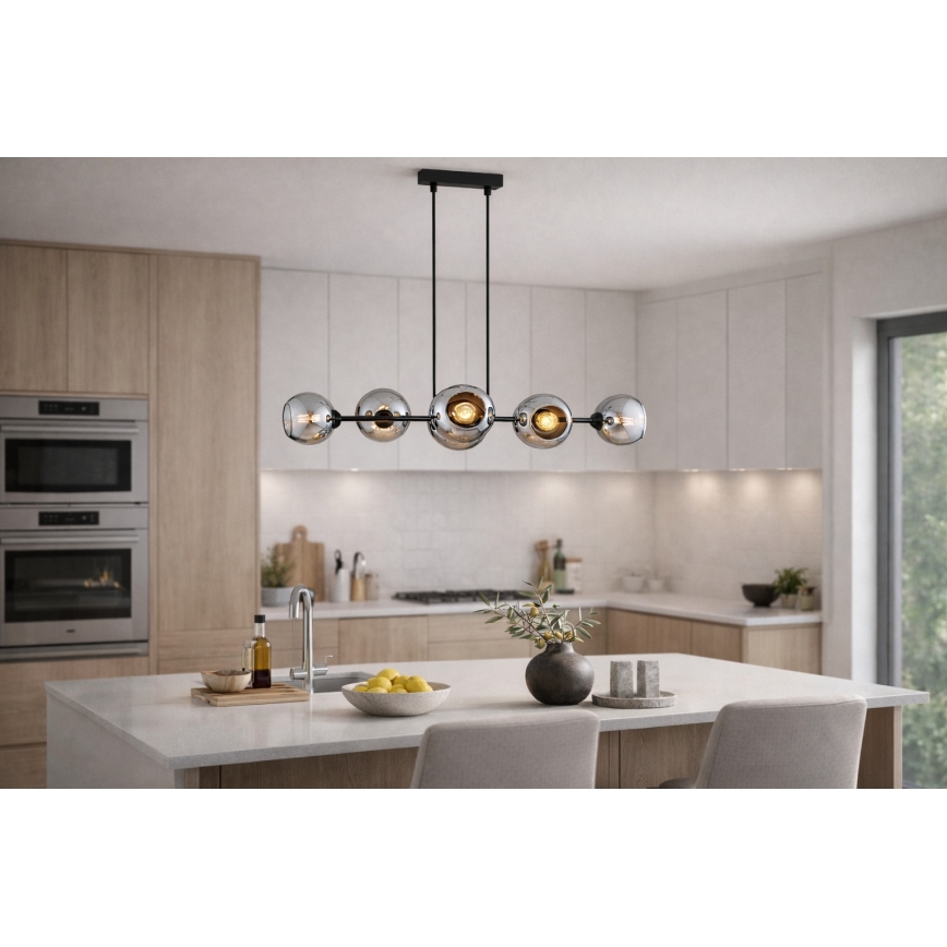 Brilagi - Viseći luster na sajli 6xE27/60W/230V crna/zadimljena siva