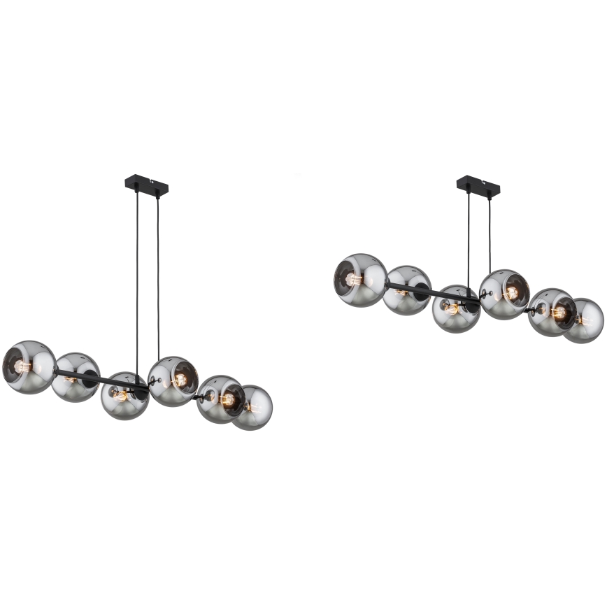 Brilagi - Viseći luster na sajli 6xE27/60W/230V crna/zadimljena siva
