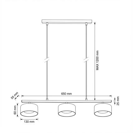 Brilagi - viseći luster na sajli AURA LUX 3xGX53/30W/230V crna/zlatna