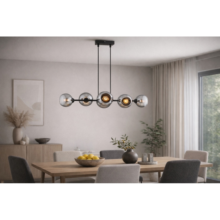 Brilagi - Viseći luster na sajli DIOR 6xE27/60W/230V crna/zadimljena siva