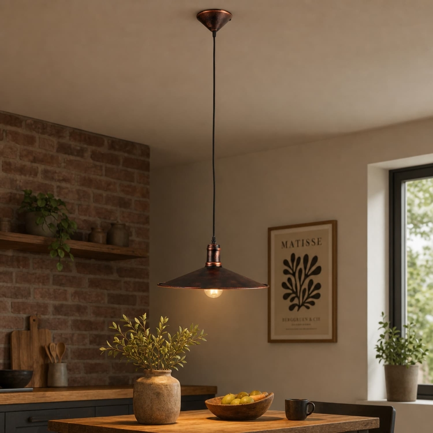 BRILAGI - Viseći luster na sajli FORGE 1xE27/60W/230V Ø 36 cm patina/bakrena