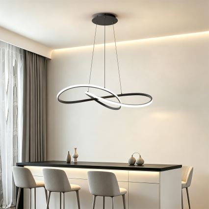 Brilagi - LED luster s mogućnošću prigušivanja na sajli INFINITY LED/80W/230V 3000-6000K 80x80 cm crna + daljinski upravljač