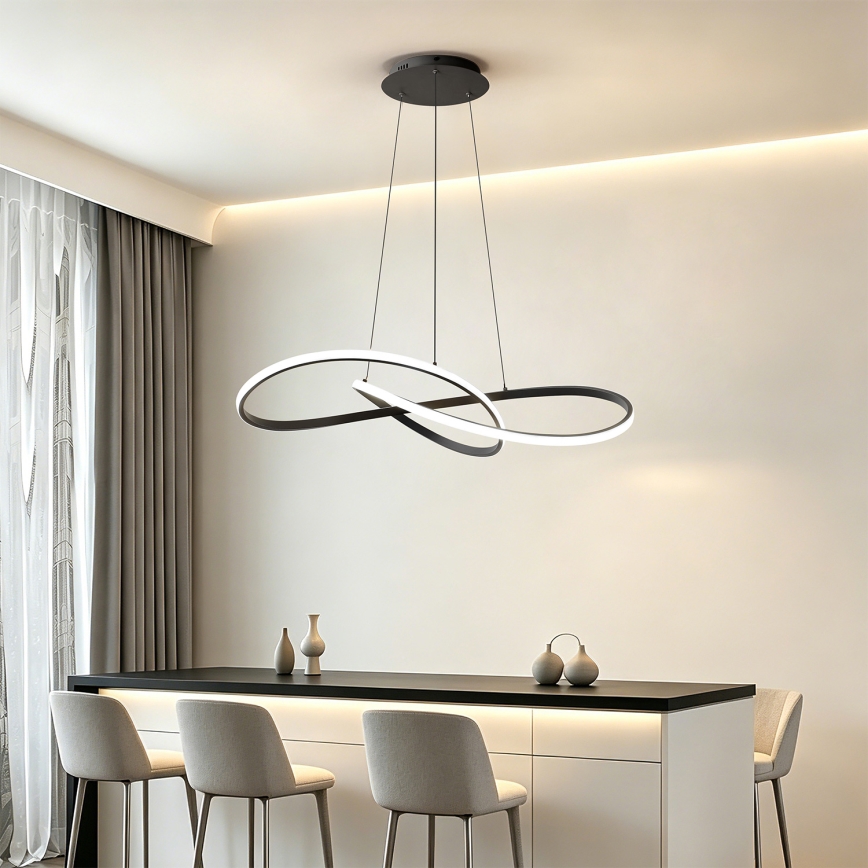 Brilagi - LED luster s mogućnošću prigušivanja na sajli INFINITY LED/80W/230V 3000-6000K 80x80 cm crna + daljinski upravljač