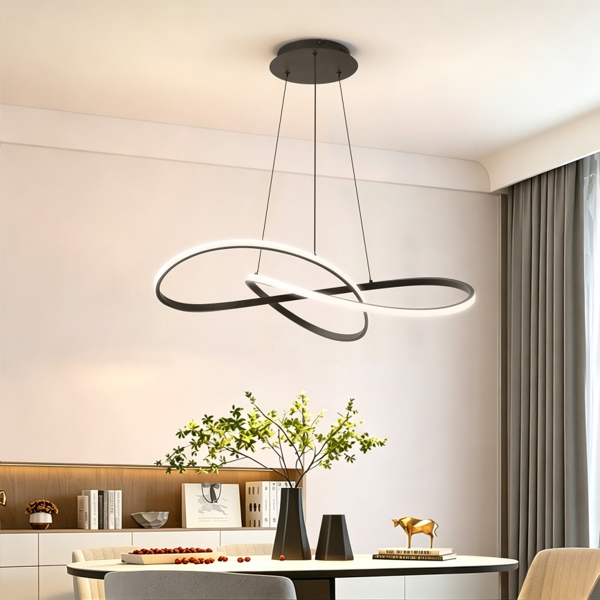 Brilagi - LED luster s mogućnošću prigušivanja na sajli INFINITY LED/80W/230V 3000-6000K 80x80 cm crna + daljinski upravljač