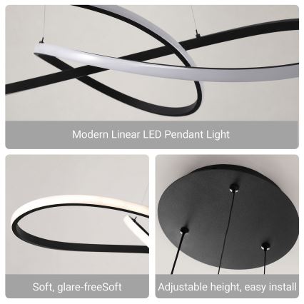 Brilagi - LED luster s mogućnošću prigušivanja na sajli INFINITY LED/80W/230V 3000-6000K 80x80 cm crna + daljinski upravljač