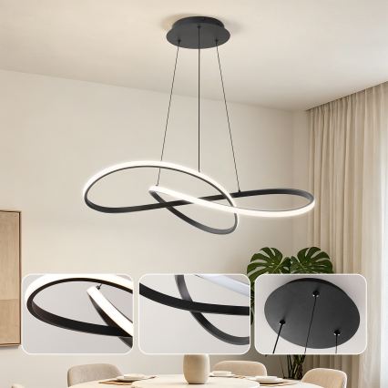 Brilagi - LED luster s mogućnošću prigušivanja na sajli INFINITY LED/80W/230V 3000-6000K 80x80 cm crna + daljinski upravljač
