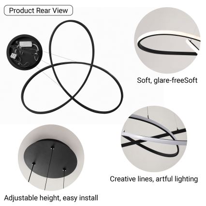 Brilagi - LED luster s mogućnošću prigušivanja na sajli INFINITY LED/80W/230V 3000-6000K 80x80 cm crna + daljinski upravljač