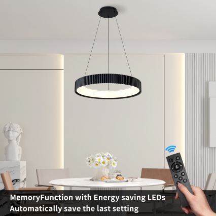 Brilagi - LED prigušivi luster na sajli FALCON MODERN LED/54W/230V 3000-6500K pr. 60 cm crna + daljinski upravljač