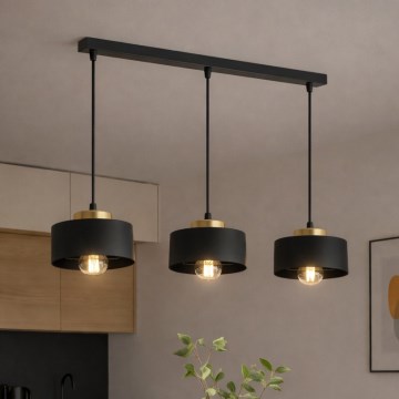 Brilagi - Viseći luster na sajli SPRING 3xE27/60W/230V crna/zlatna