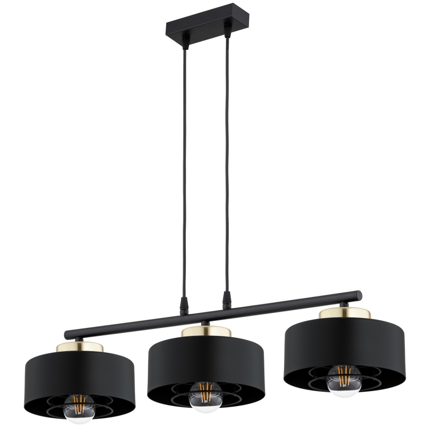 Brilagi - Viseći luster na sajli SPRING 3xE27/60W/230V crna/zlatna
