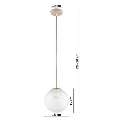 Brilagi - Viseći luster na sajli STELLA 1xE27/60W/230V Ø 18 cm bež/zlatna
