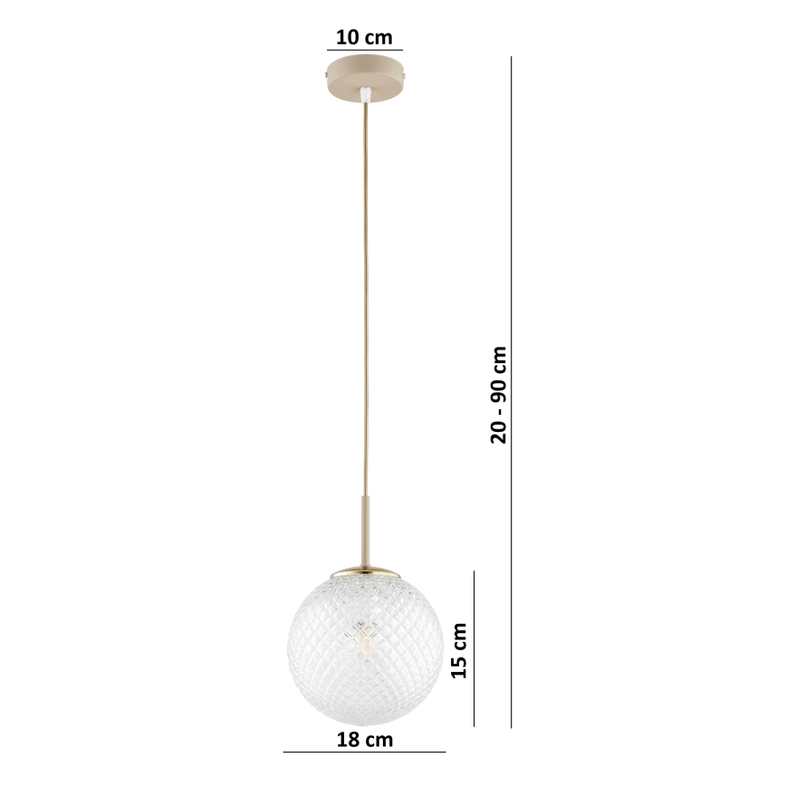Brilagi - Viseći luster na sajli STELLA 1xE27/60W/230V Ø 18 cm bež/zlatna