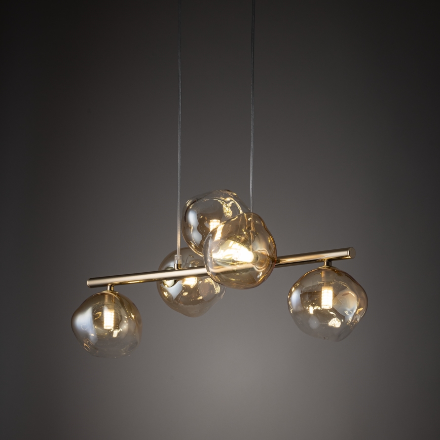 Brilagi - Viseći luster na sajli VULCANO 5xG9/8W/230V zlatna/dimno bež